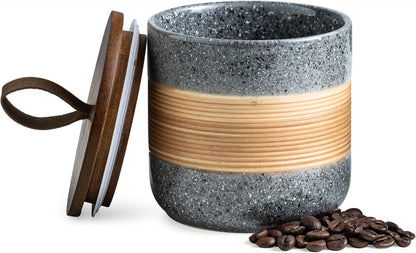 Ceramic Jar with Lid Airtight, Coffee Container Kitchen Food Storage Jars for Spice Sugar Tea Bag