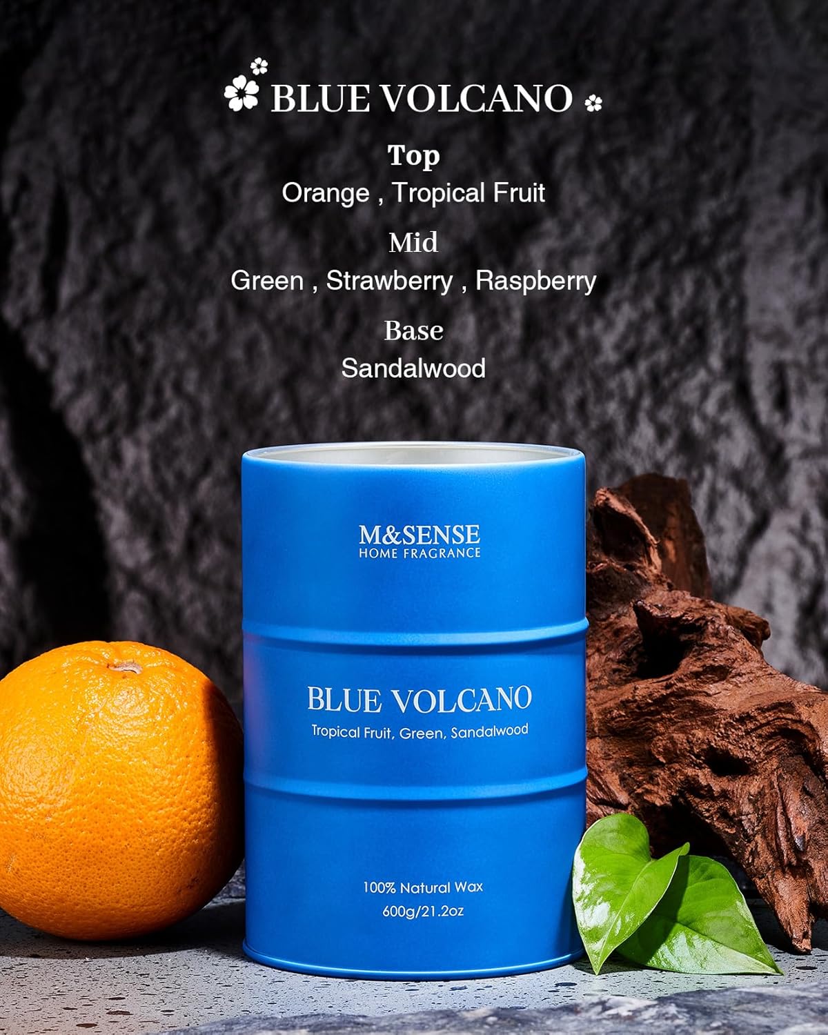 M&SENSE Tropical Fruit Soy Scented Candles Natural Non Toxic, Large Summer Candles 21.2oz 120 Hours