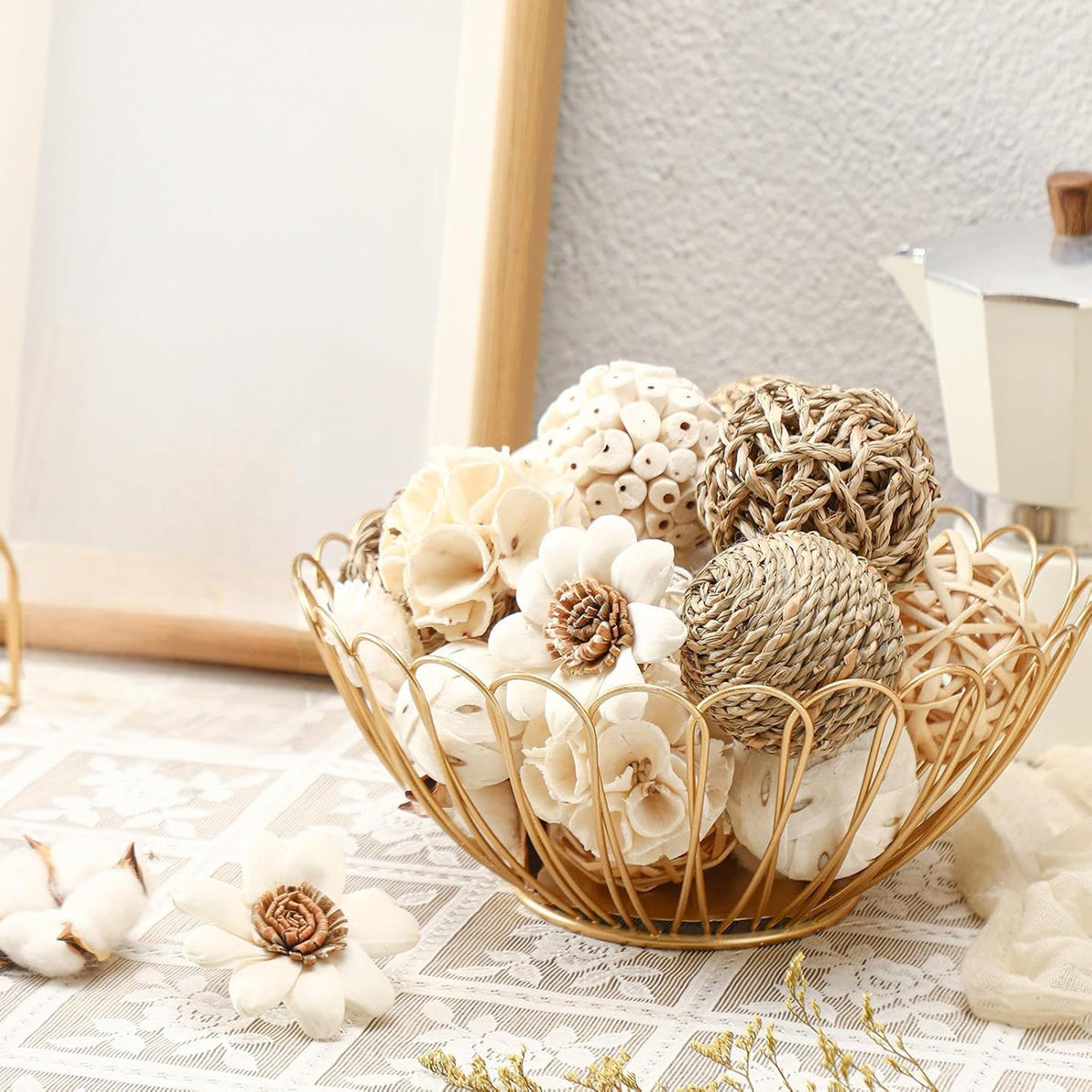 Riceshoot 2 Pack Decorative Balls Potpourri Bowl Filler Decor Natural Vase Bowl Filler Assorted