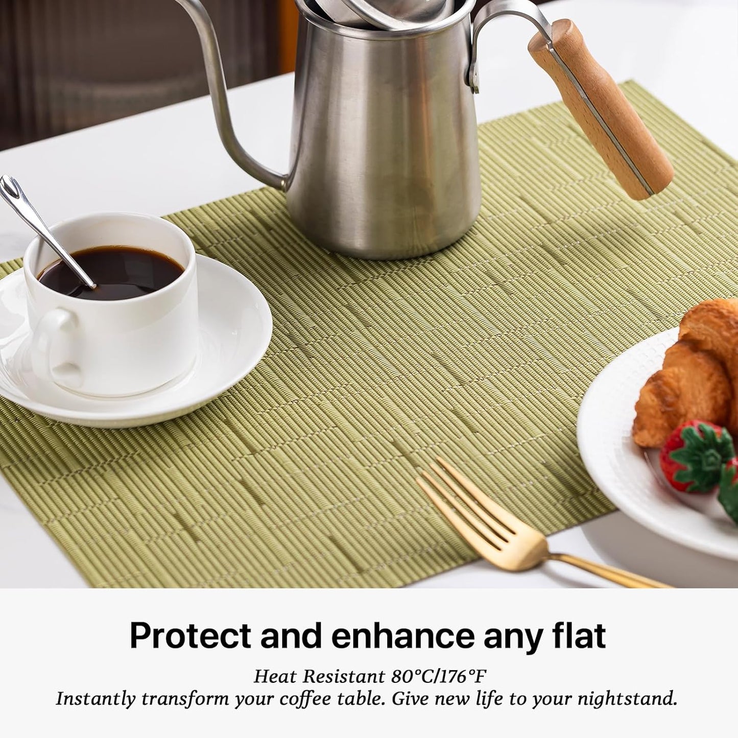 LEXMORE Placemats Set of 8 Vinyl/Plastic Woven Place Mats for Kitchen Table Indoor/Outdoor Washable