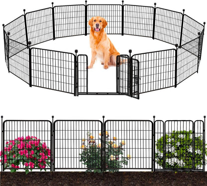 ADAVIN Tall Garden Fence 32 in(H) 16 Panels Total 35.4 Ft(L) Border, Wide Door Low Threshold