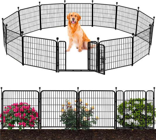 ADAVIN Garden Fencing 36 inch High, 14 Panels Total 31 Ft(L), Animal Barrier Fence, Wide gate Low