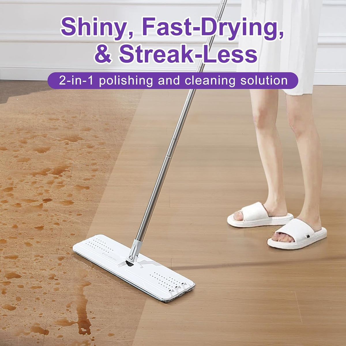 JOYMOOP Mop and Bucket with Wringer Set and Floor Cleaner Pods, Flat Floor Mop with 3 Reusable
