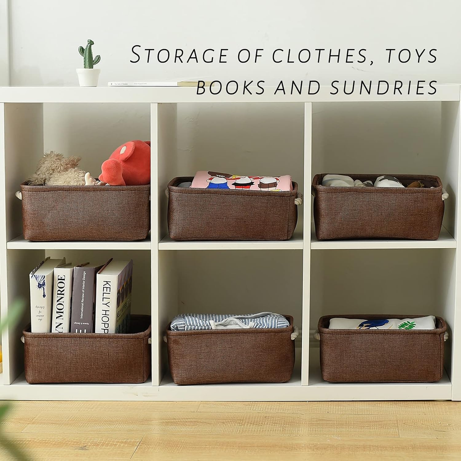 TheWarmHome Storage Basket for Organizing - 12x8x5 inch Small 6 Pack Collapsible Storage Bin for