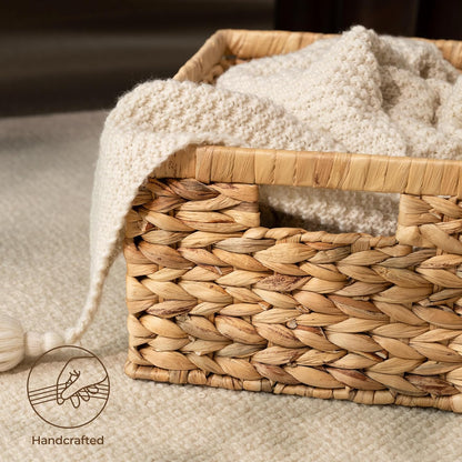 StorageWorks Wicker Storage Baskets, Large and Small Baskets, Handwoven Water Hyacinth Basket for