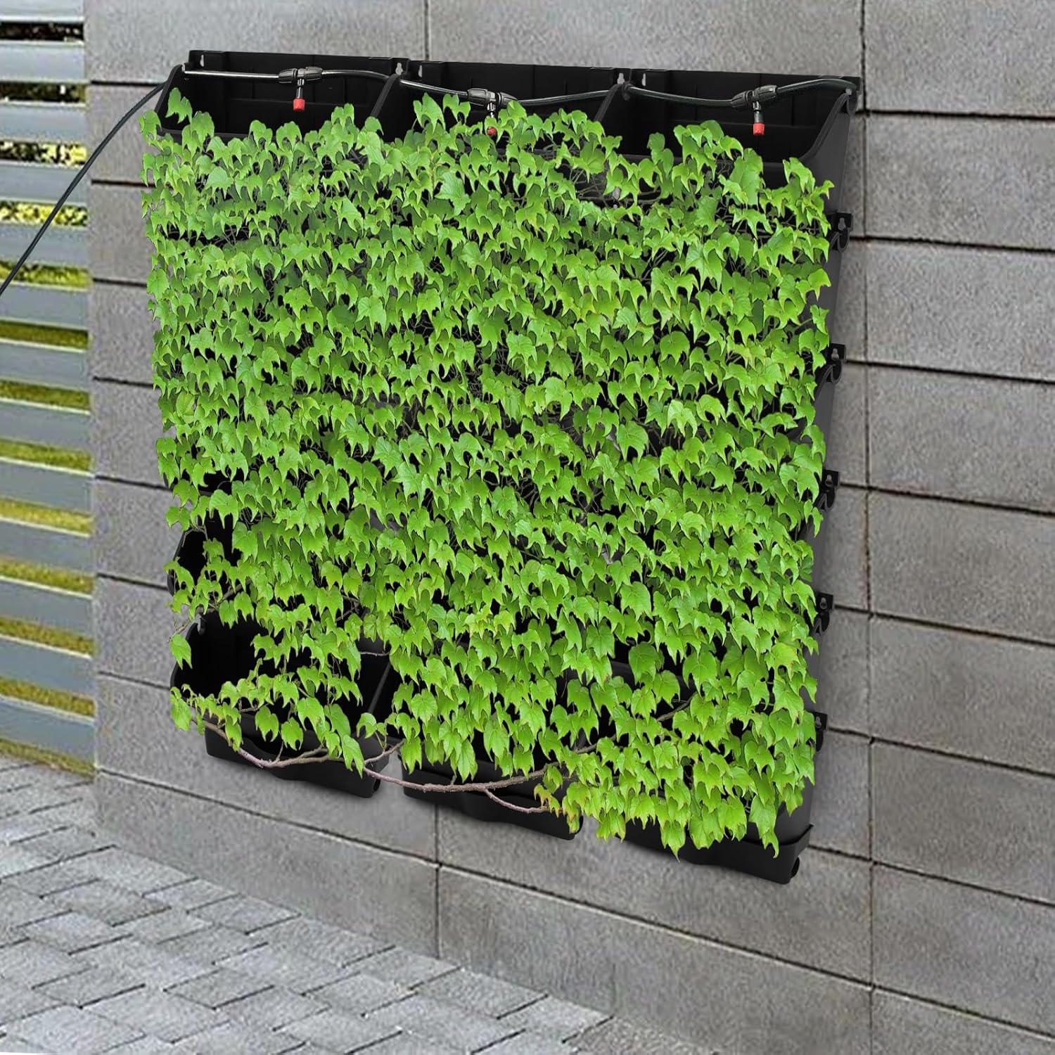 Self-Watering Wall-Mounted Planter, Vertical Garden Planter Set with 18 Pots, Stackable Plant Grow