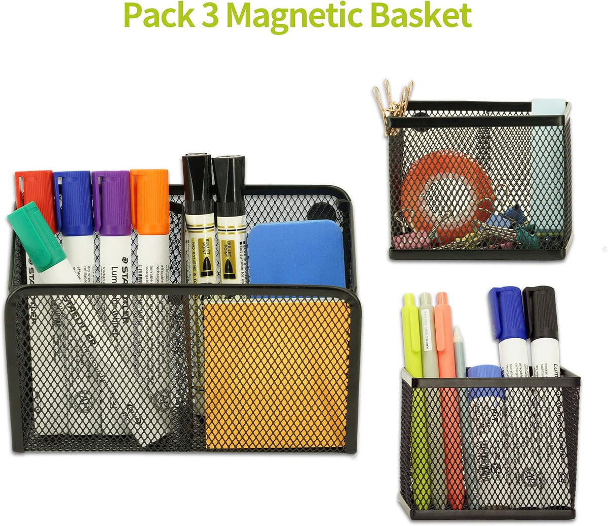 Neudeco Locker Shelf Organizer, Magnetic Pencil Holder, Metal Storage Basket for Whiteboard