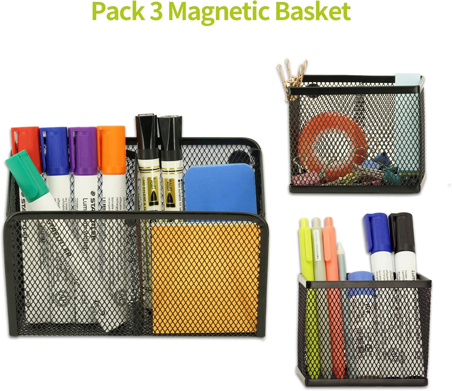 Neudeco Locker Shelf Organizer, Magnetic Pencil Holder, Metal Storage Basket for Whiteboard