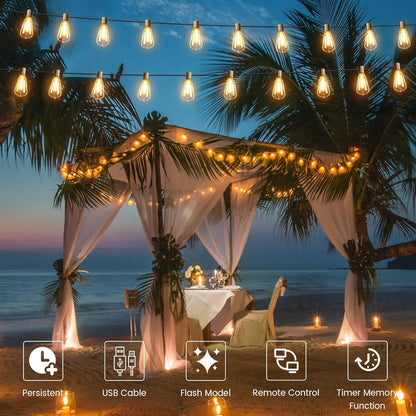 OHLUX 60FT Solar Globe String Lights Outdoor, Shatterproof Solar Patio Lights with Remote, 27