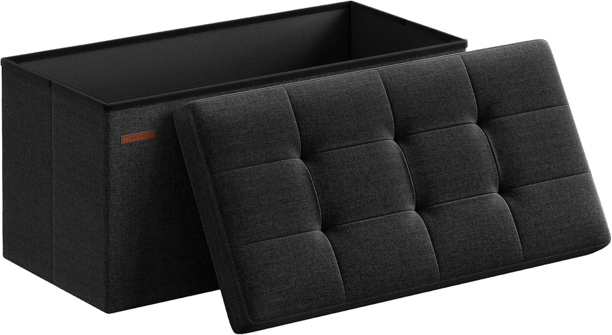 SONGMICS Mazie Collection - 30 Inches Folding Storage Ottoman Bench, Ottoman Foot Rest, End of Bed