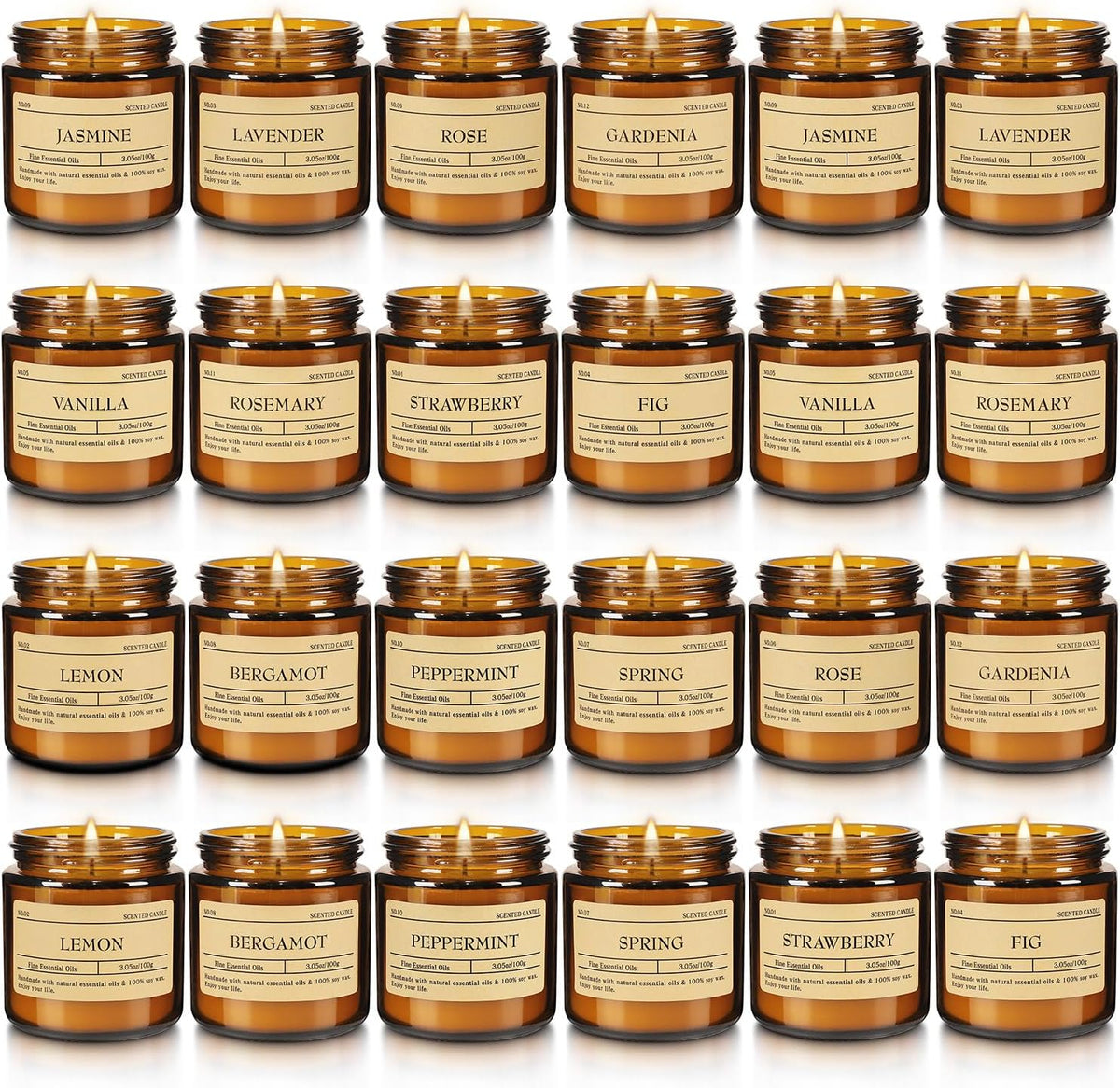 Scented Candle Set 24 Pack, Candle for Home Scented, Odor Eliminating, Stress Relief, Long Lasting