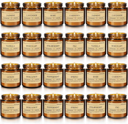 Scented Candle Set 24 Pack, Candle for Home Scented, Odor Eliminating, Stress Relief, Long Lasting