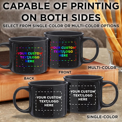 DISCOUNT PROMOS Custom Ceramic Campfire Coffee Mugs 13 oz. Set of 100, Personalized Bulk Pack