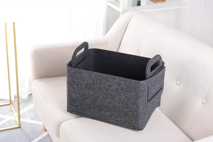 Minoisome Storage Basket Felt Storage Bin Collapsible& Convenient Box Organizer with Carry Handles