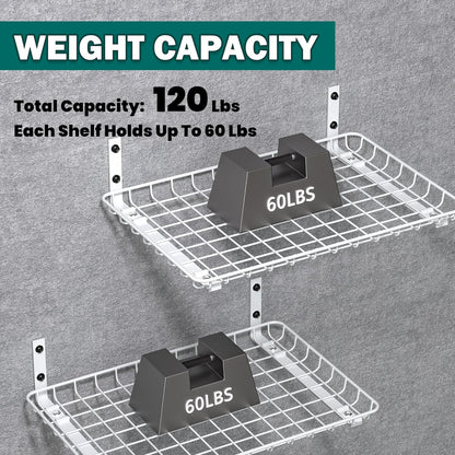 EVERHANGER Garage Wall Shelves 12x18 Inch, Wall Mounted Storage Shelf, Metal Shelf Rack, Heavy-Duty