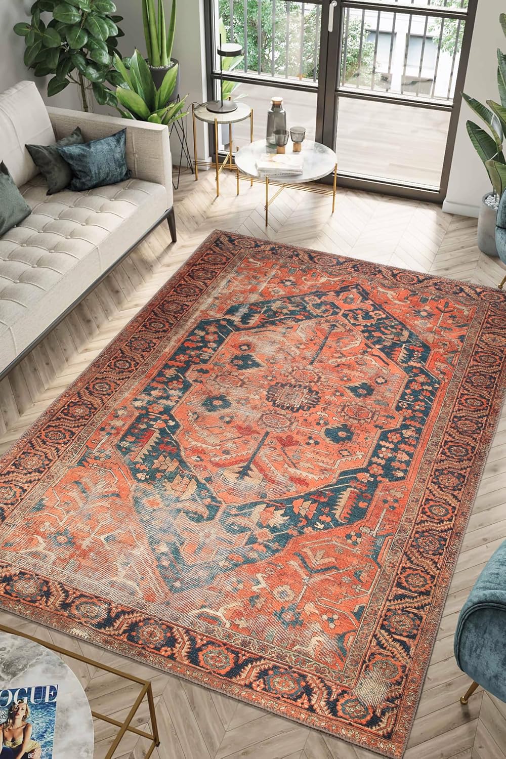 Keen Home Design 6x9 Rug - Machine Washable Area Rug with Non-Slip Backing, Ideal for Living Room