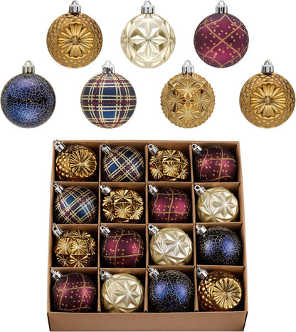 Valery Madelyn Ornaments for Christmas Trees, 16ct 2.36 Inches Bronze Copper Gold and Purple