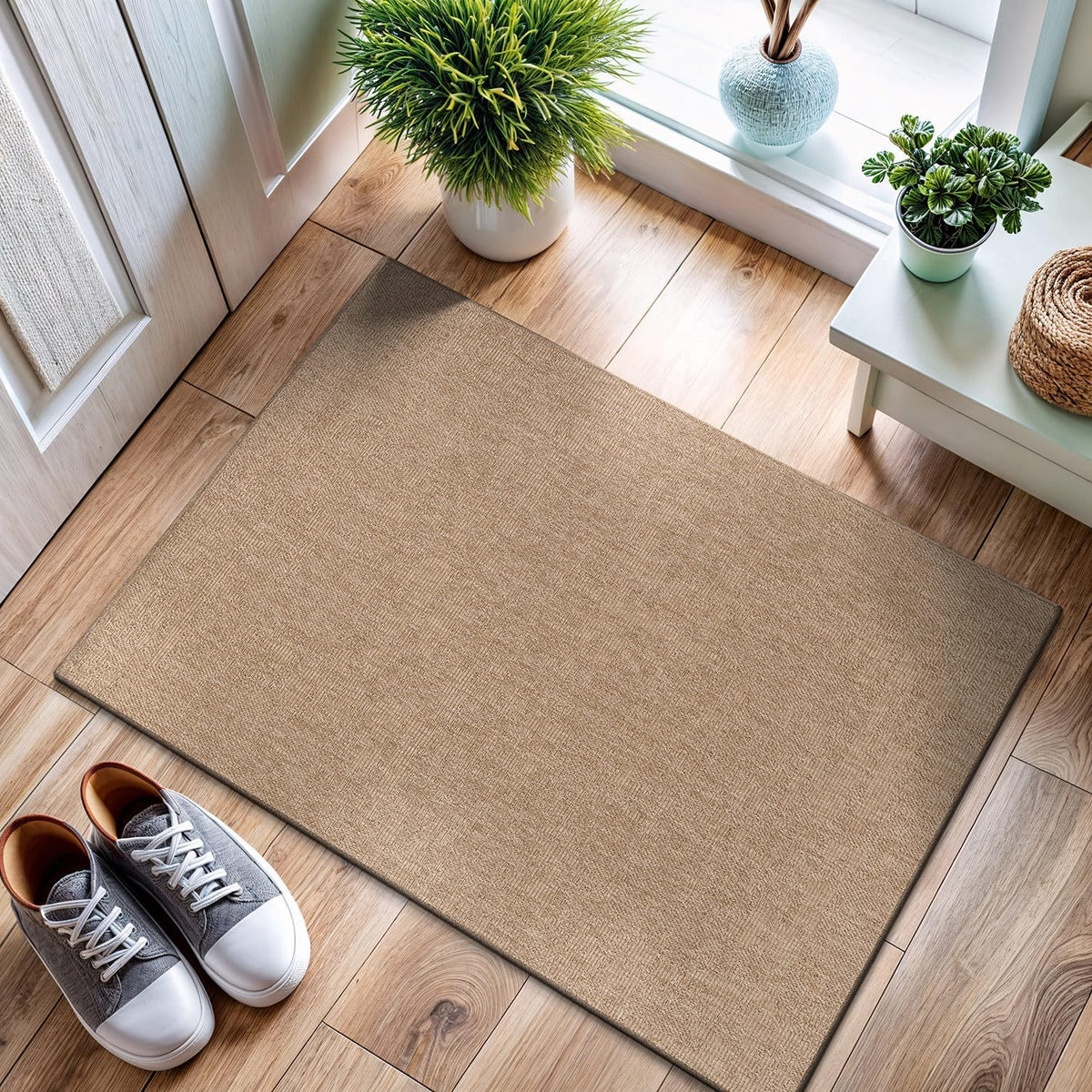CAMILSON Easy Jute Rug 2x3, Indoor Outdoor Natural Color Fiber Area Rugs for Living Room and