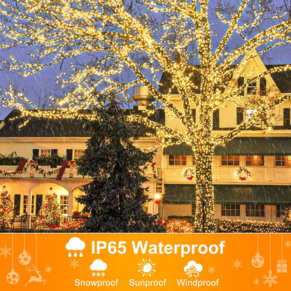66FT 200 LED Christmas Lights Outdoor, Warm White String Lights for Outside with 8 Modes
