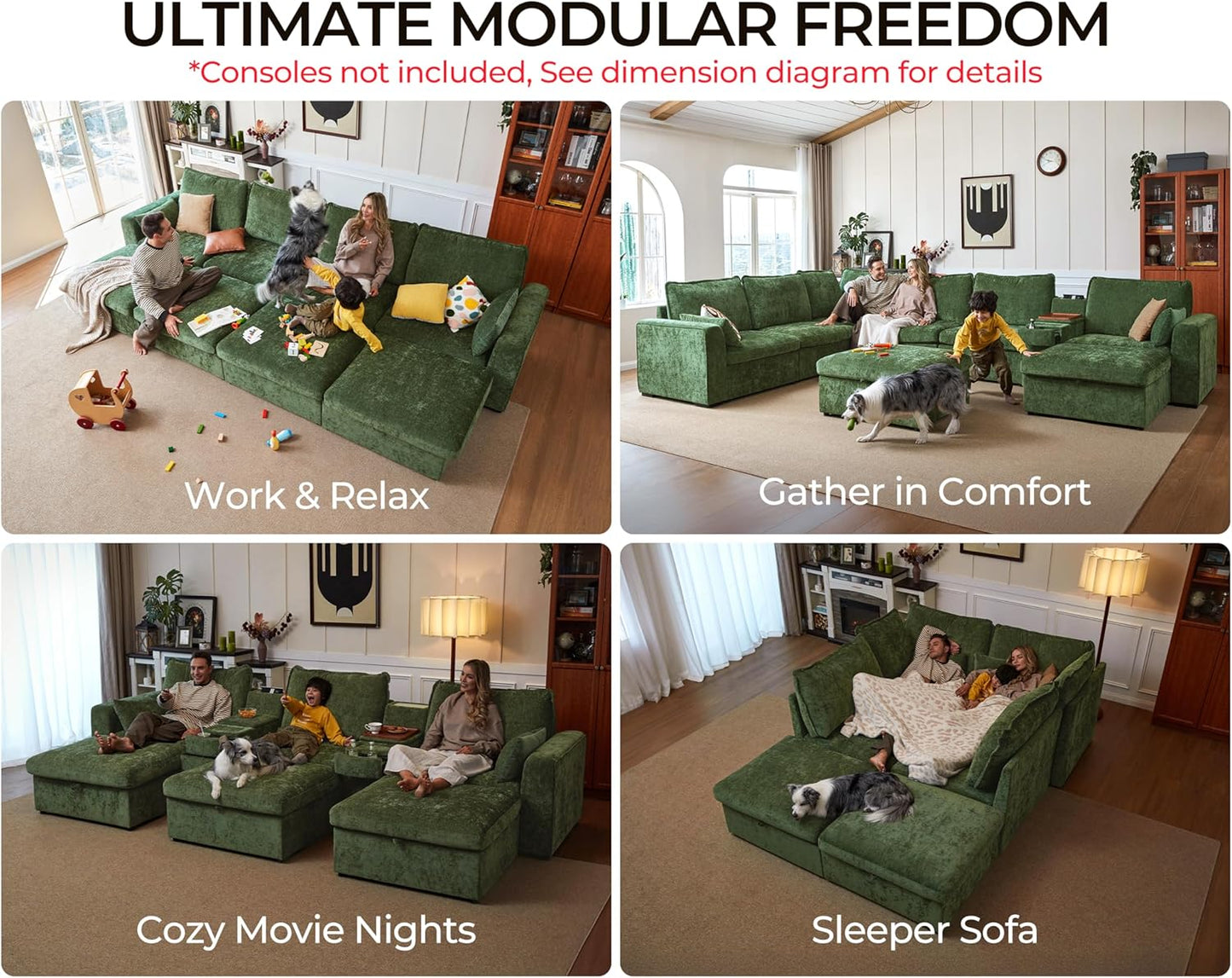 Oversized Modular Sofa Comfy Cloud Couch with Storage, Extra Deep Plush Sectional Sofa Set for