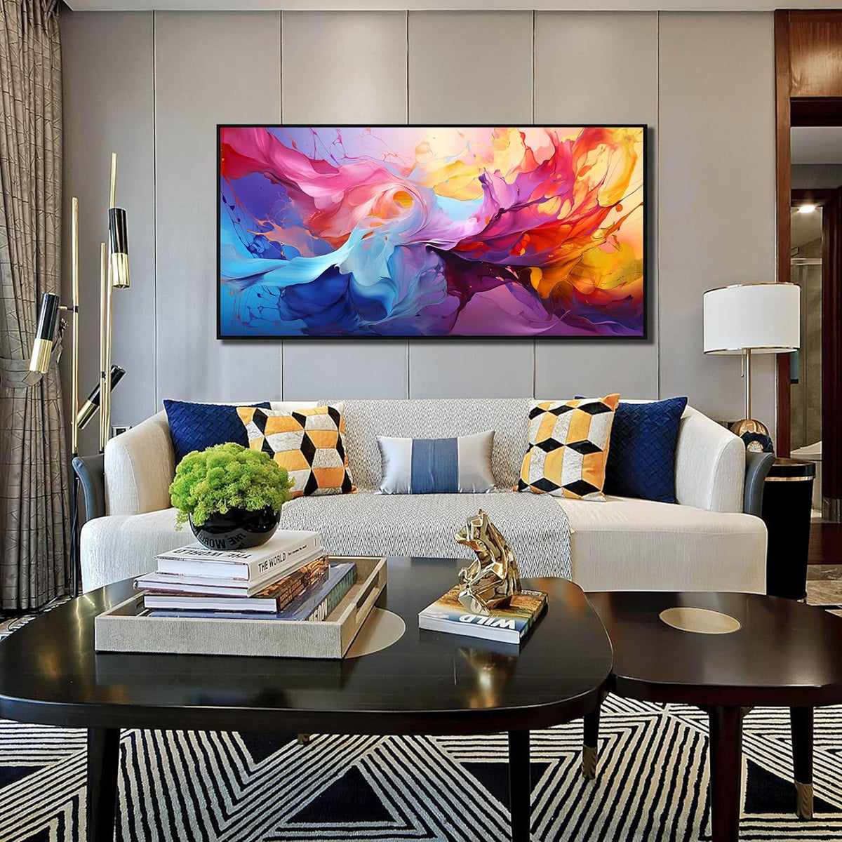 Abstract Wall Art for Living Room, Colorful Canvas Wall Decor for Bedroom, Framed Picture Print