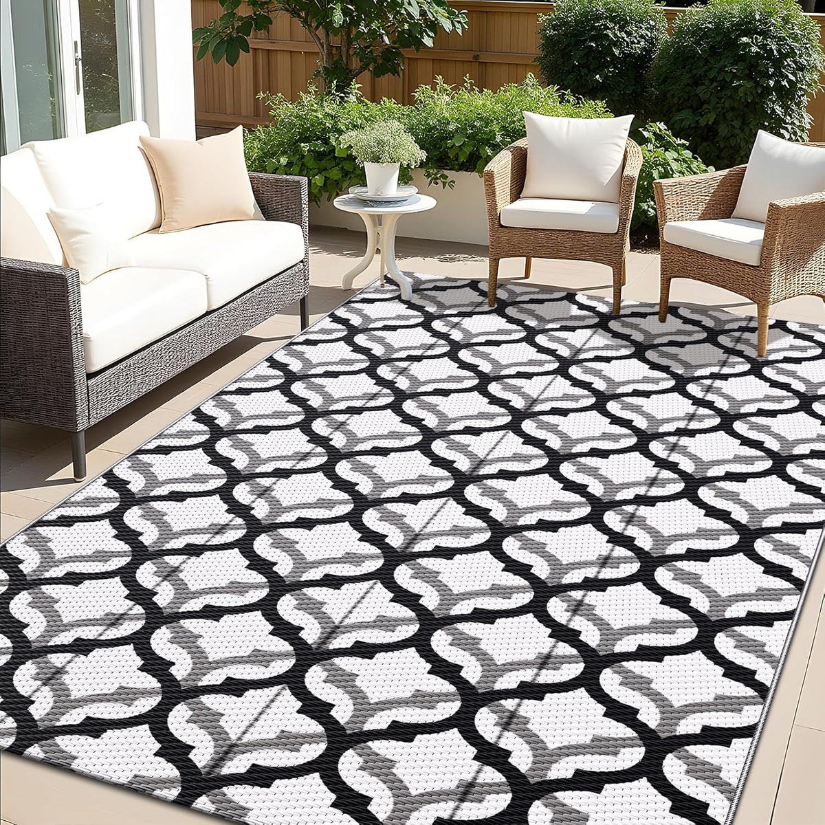 OLANLY Reversible Outdoor Rug 5x8 ft Clearance, Waterproof Outdoor Plastic Straw Rug with