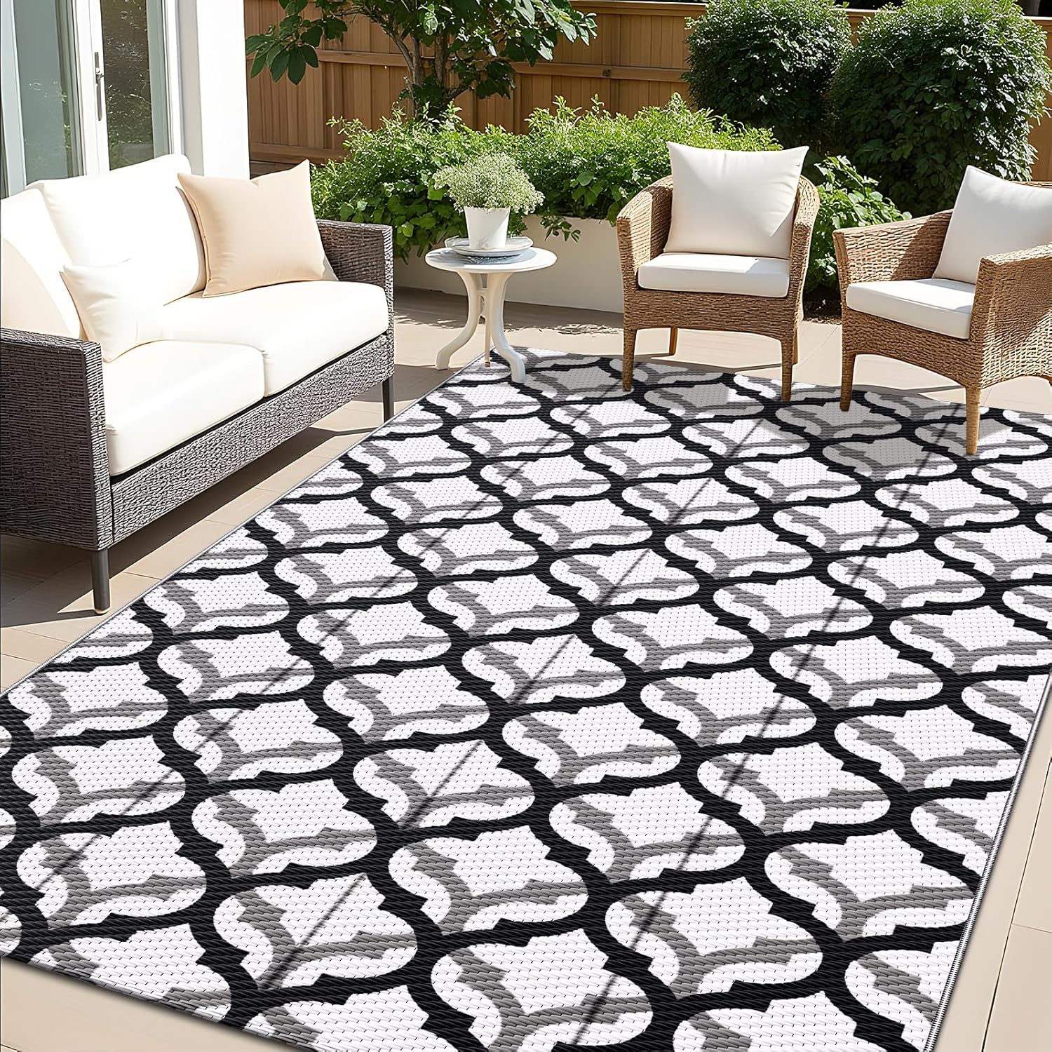 OLANLY Reversible Outdoor Rug 5x8 ft Clearance, Waterproof Outdoor Plastic Straw Rug with