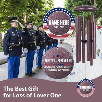 ASTARIN Personalized Wind Chimes for Memorial US Veteran, Deep Tone Wind Chimes for Loss of Loved