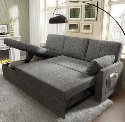 VanAcc Sleeper Sofa, Sofa Bed- 2 in 1 Pull Out Couch Bed with Storage Chaise, Sleeper Couch for