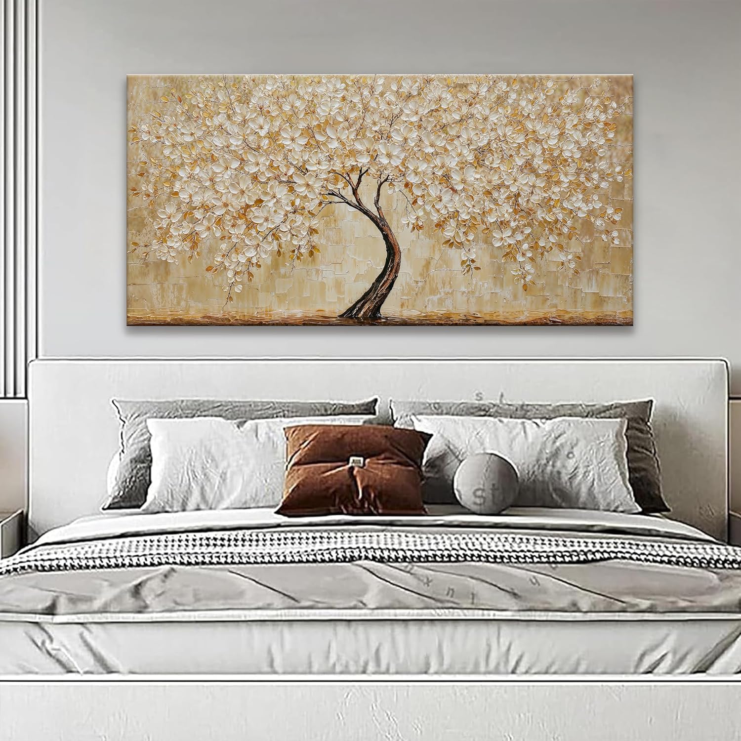 TAIJXAGSG Canvas Wall Art Decor Gold Tree Flower Wall Art Gold Tree Of Life Abstract Wall Decor