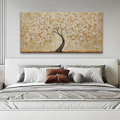TAIJXAGSG Canvas Wall Art Decor Gold Tree Flower Wall Art Gold Tree Of Life Abstract Wall Decor