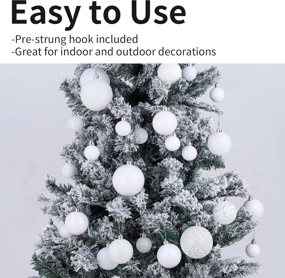 LANGXUN 36pcs White Christmas Tree Decorations Balls, Bolas De Navidad, 2025 Christmas Decor