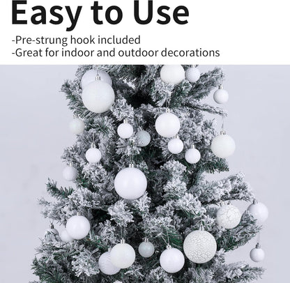 LANGXUN 36pcs White Christmas Tree Decorations Balls, Bolas De Navidad, 2025 Christmas Decor