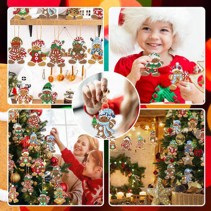 Tondiamo 20 Pcs Christmas Diamond Painting Keychain Kits 5D DIY Diamond Art Pendants Double Sided