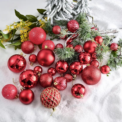 LANGXUN 36pcs Red Christmas Tree Decorations Balls, Bolas De Navidad, 2025 Christmas Decor, Indoor