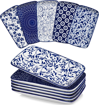 vancasso Selene 9.5 Inch Rectangular Dinner Plates Set of 6, Ceramic Salad Plates for Dessert