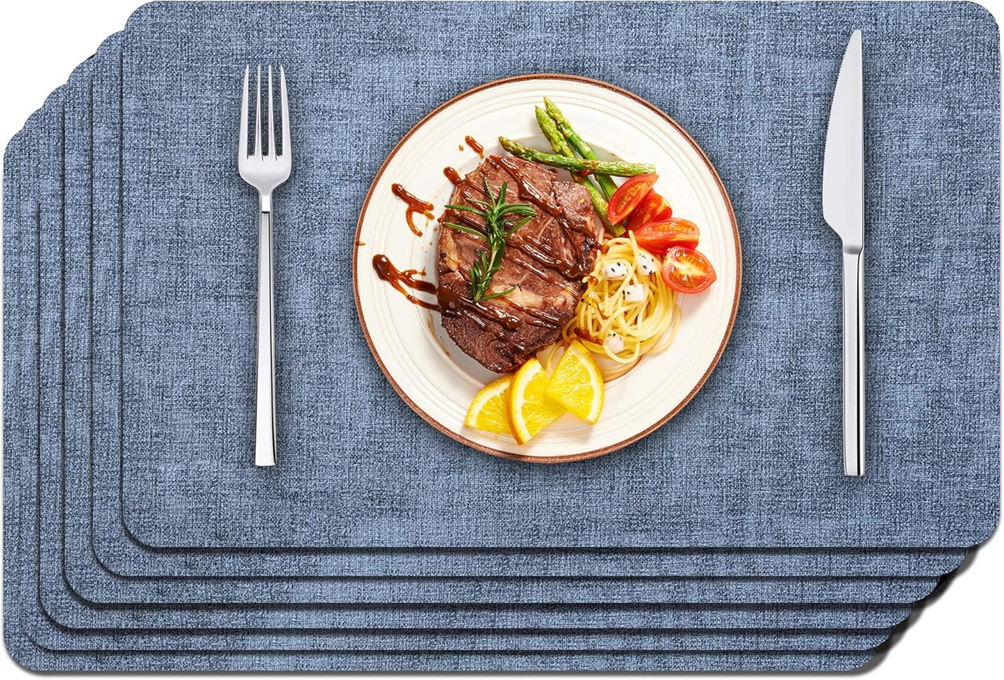 Maxpearl Faux Leather Placemats Set of 6 - Waterproof - Wipe Clean - Heat Resistant - Anti Slip