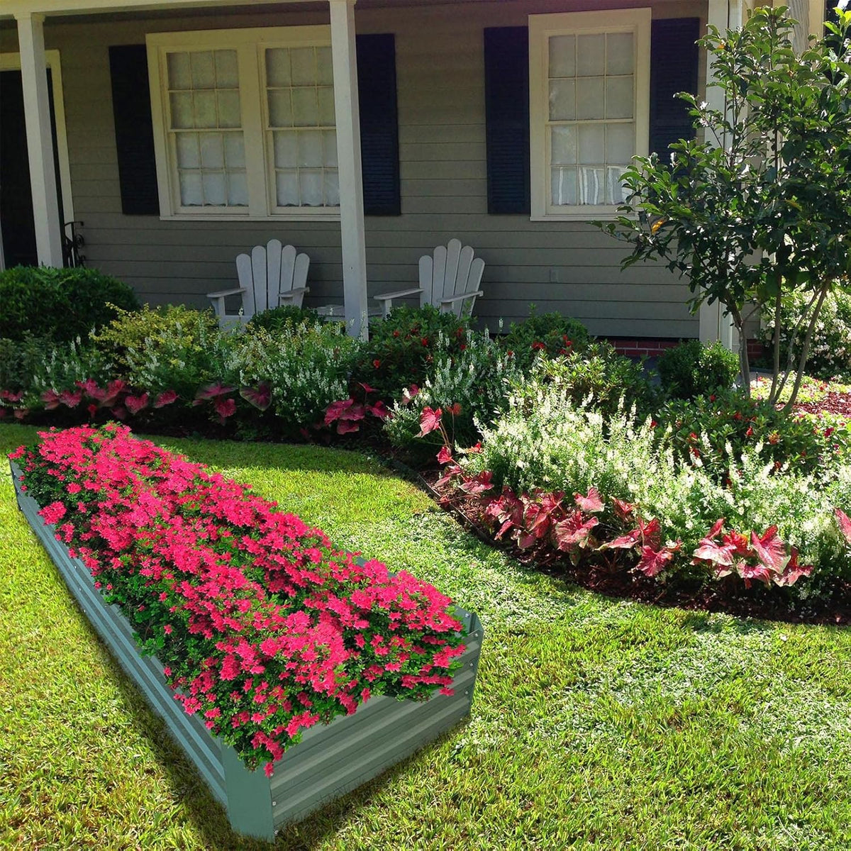 8x2x1ft Metal Raised Garden Bed Kit，Galvanized Garden Bed Box for Vegetables, Flowers, Herbs, and