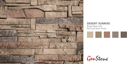 GenStone Faux Stacked Stone Panel 41" x 11.25" in Desert Sunrise Color for Do It Yourself Friendly