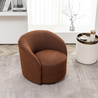 KINWELL 34" W Mid Century Modern Swivel Barrel Chair, Round Upholstered Boucle Swivel Accent