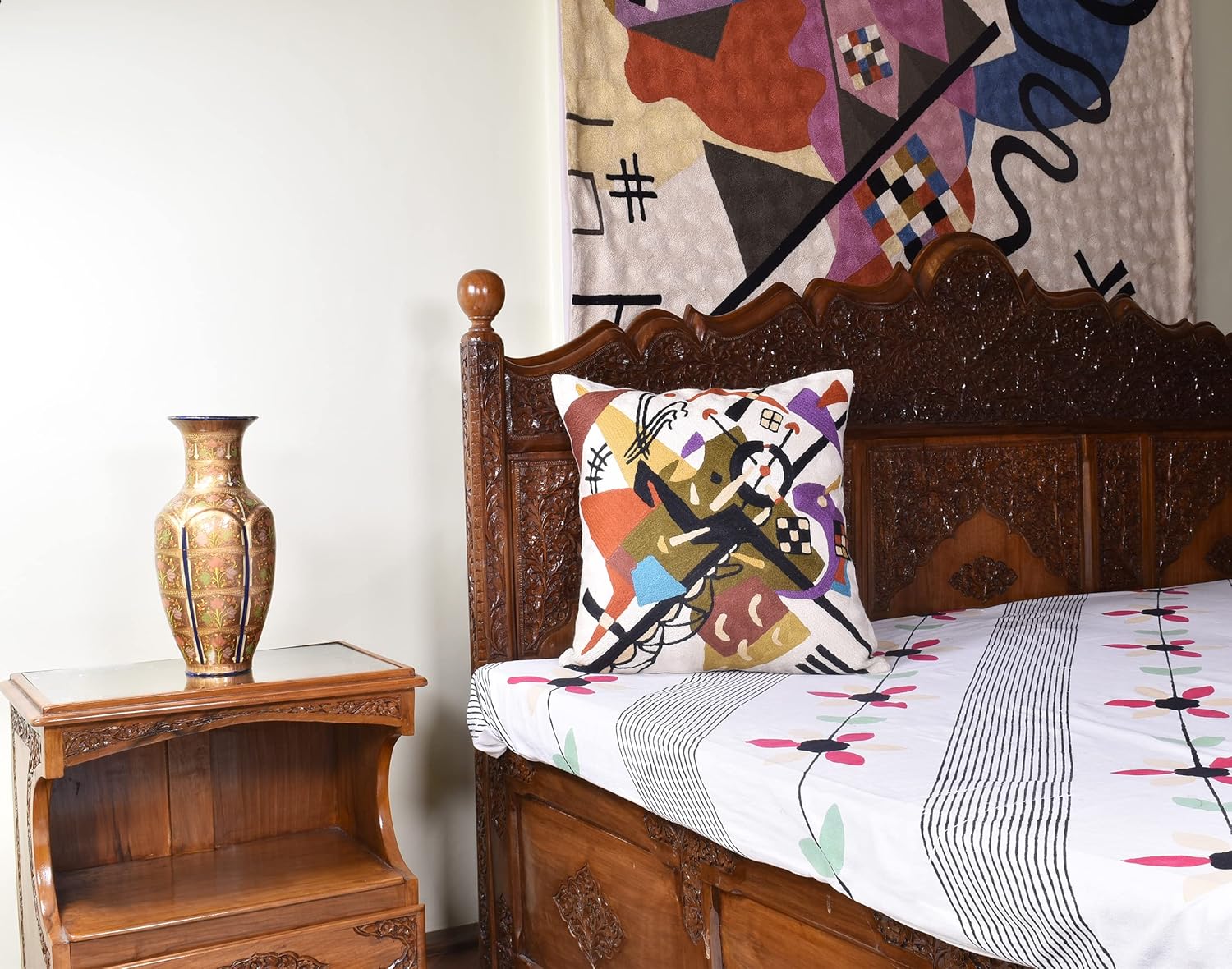Kandinsky Abstract Pillow Cover - White Modern Throw Pillowcase Cream Chair Cushion Contemporary