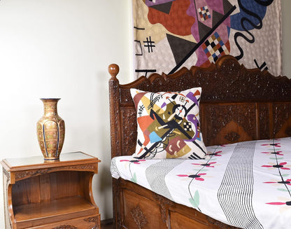 Kandinsky Abstract Pillow Cover - White Modern Throw Pillowcase Cream Chair Cushion Contemporary