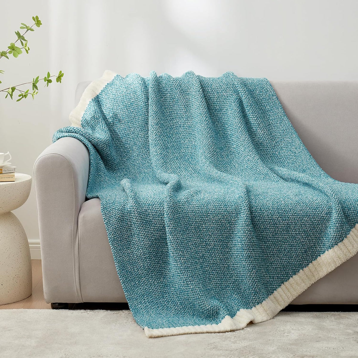Snuggle Sac Teal Blue Oversized Throw Blankets,Super Soft Warm Cozy Throw Blankets for Couch, Knit