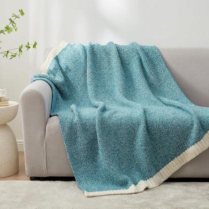 Snuggle Sac Teal Blue Oversized Throw Blankets,Super Soft Warm Cozy Throw Blankets for Couch, Knit