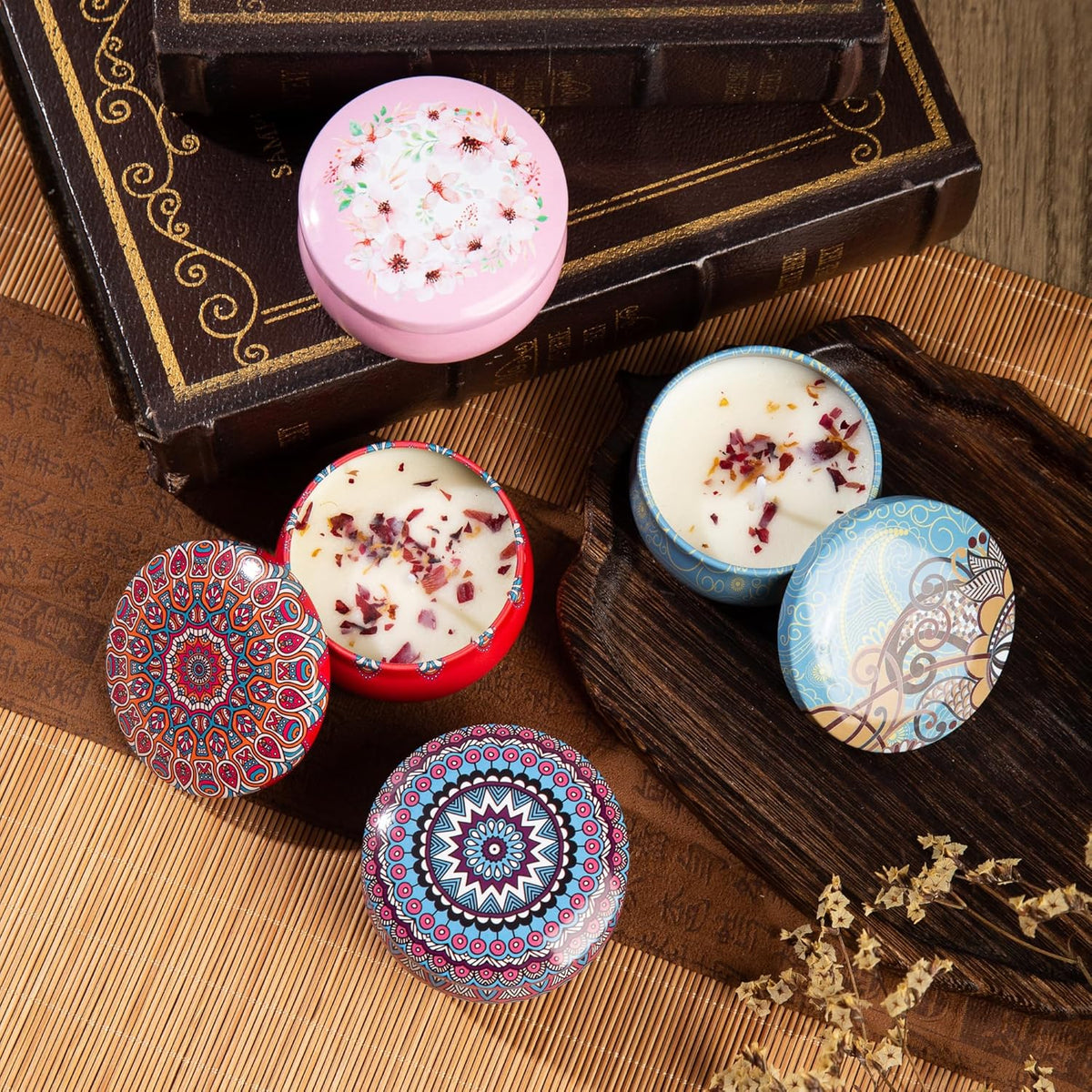 Aromatherapy Soy Candles Gift Set for Women ??4 Pack Scented Candle Set with Lavender, Rose