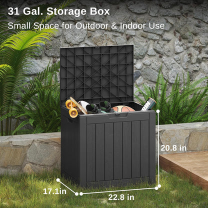 EAST OAK Outdoor Storage Box, 31 Gallon Deck Box, Waterproof Resin Storage Bin for Patio Cushions