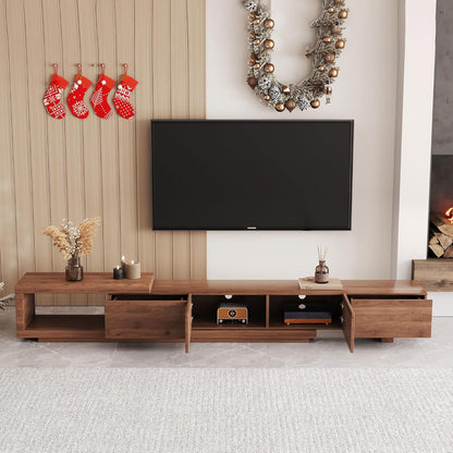 Mid Century Modern TV Stand for 75+ Inch TVs, Extendable Media Console (78"-103") with Ample