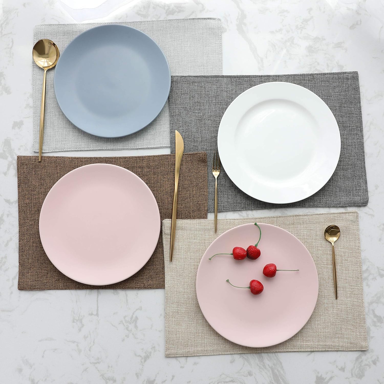 Home Brilliant Cloth Placemats Set of 4 Heat Resistant Dining Table Place Mats Linen Kitchen Table