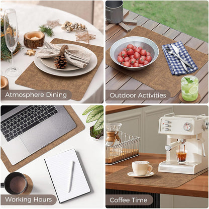 Vinyl Placemats Set of 4, Faux Leather Waterproof and Heat Resistant Place Mats, Washable Anti-Slip