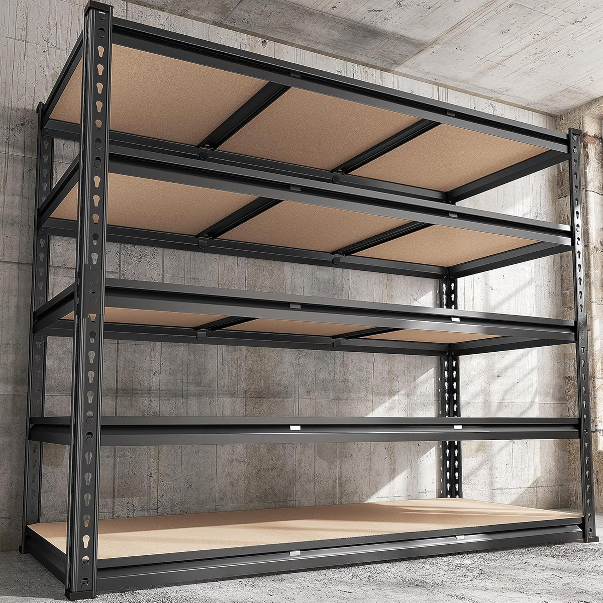 REIBII 48" W Garage Shelving Heavy Duty 3020LBS Storage Shelves 5 Tier Heavy Duty Shelving